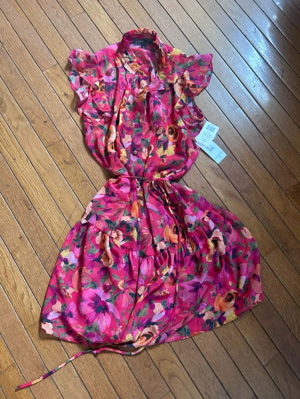NWT Donna Ricco New York Floral Chiffon RuffleSleeve Mini Dress (MSRP $79)